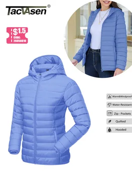 TACVASEN Full Zip Up Hooded Puffer Jacket Womens Winter Quilted Warm Coats Casual Windbreaker Padded Lightweight Outdoor Outwear 1