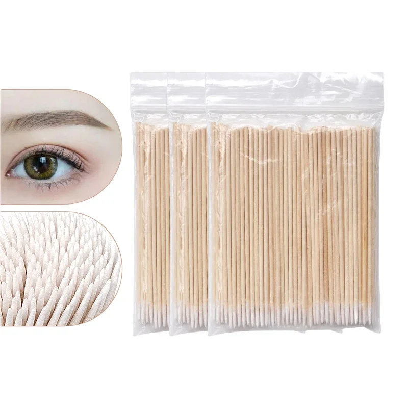 Women Makeup Cotton 10cm Cotton Swab 300/500/1000pcs Buds Tip for Wood Sticks Nose Ears Cleaning eyelashes Glue Removing Tools