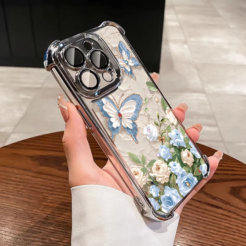 Butterfly Y2K Plating Silicone Shockproof Transparent Phone Case