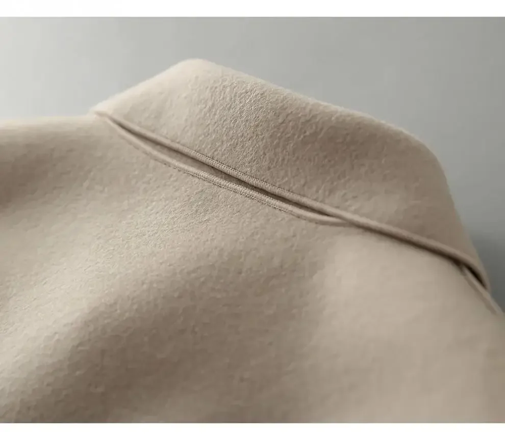 Image of Elegant Fashionable Double-sided Woolen Short Jacket For Women Loose-fit Versatile Top Spring Autumn New Arrival