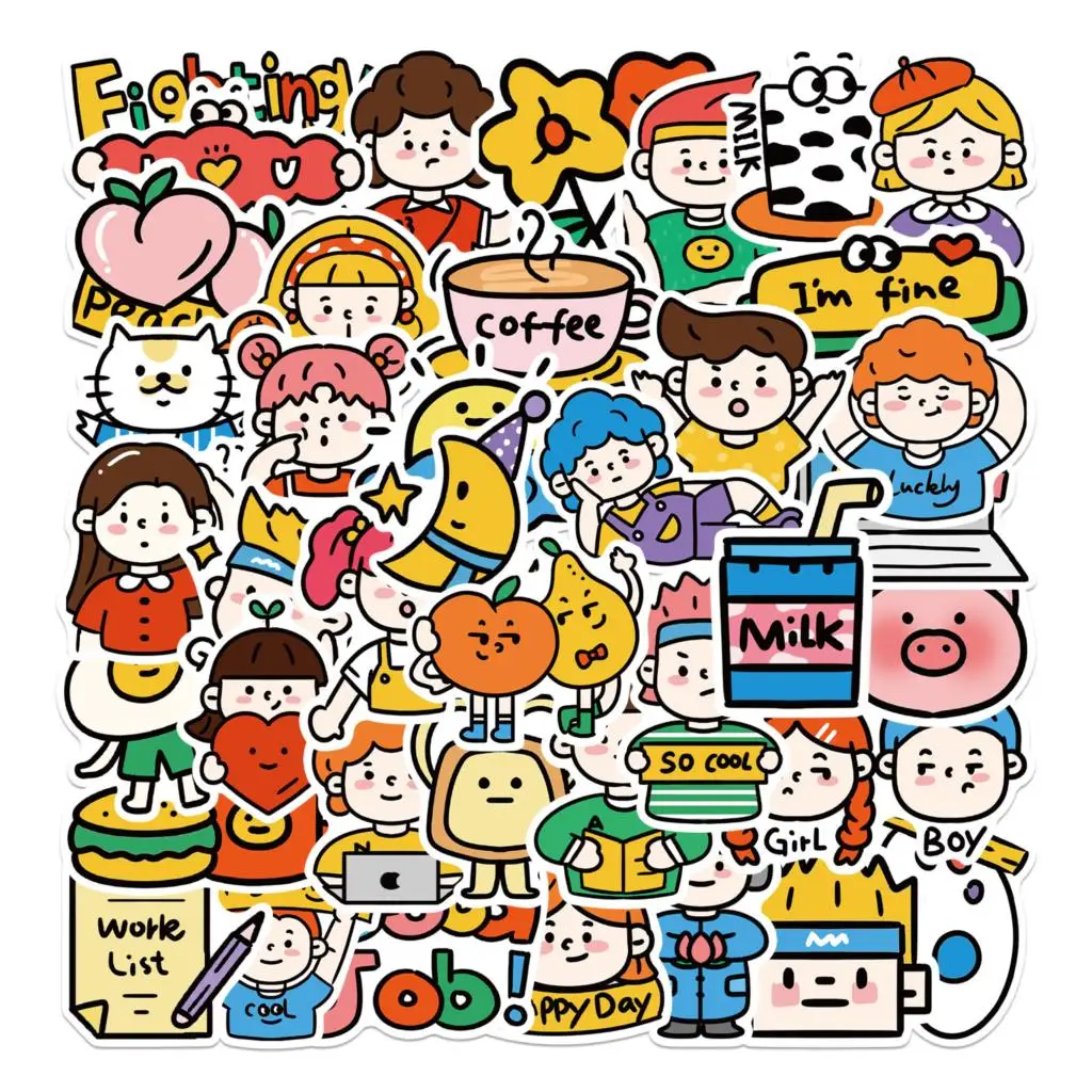 

40Pcs Cartoon Worker Diary Stickers Graffiti Decal Toys Decorative Refrigerator Notebook Skateboard Waterproof Decals