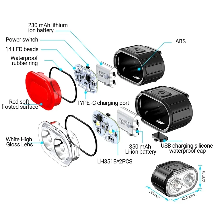 Rechargeable LED Bike Light Set - Front & Rear Bicycle Illumination System