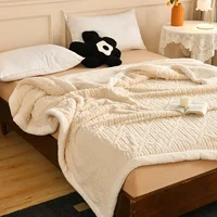 2024New Jacquard AB Edition Tafu Fleece Lamb Fleece Multi functional Blanket Double layer Thickened Office Napping Blanket Cover 1