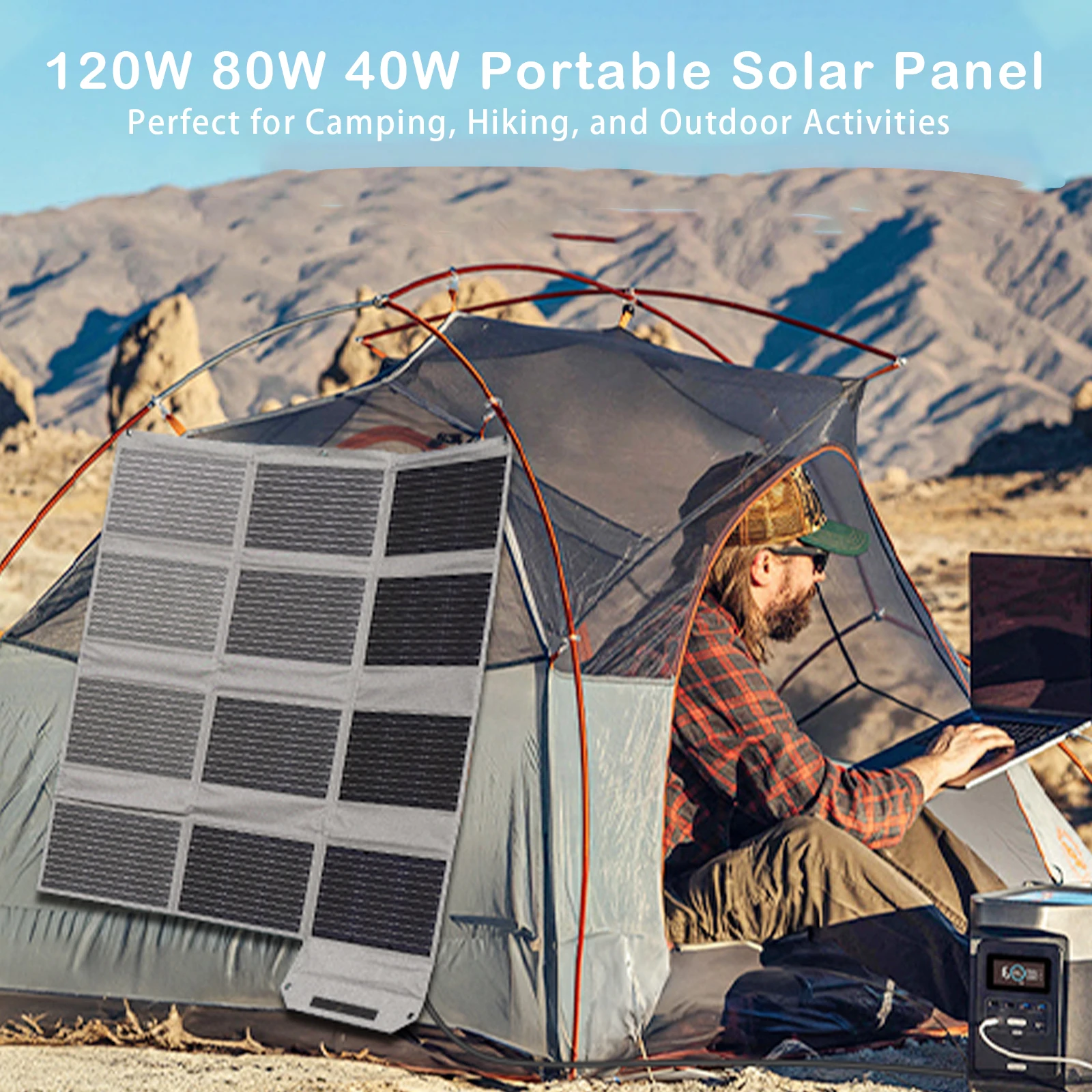 MHPOWOS Portable Solar Panel 40W / 80W / 120W 2