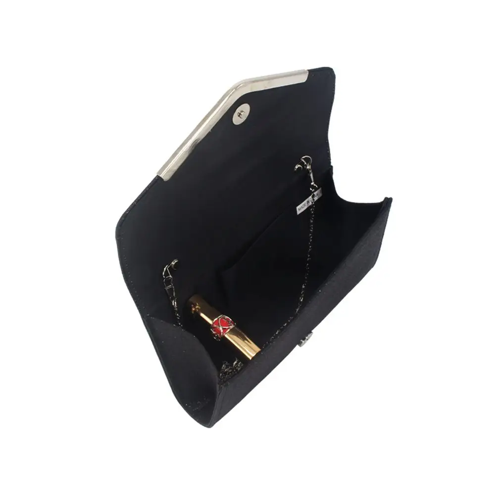 حقيبة عشاء من الفضة اللامعة للسيدات مع سلسلة ، محف...