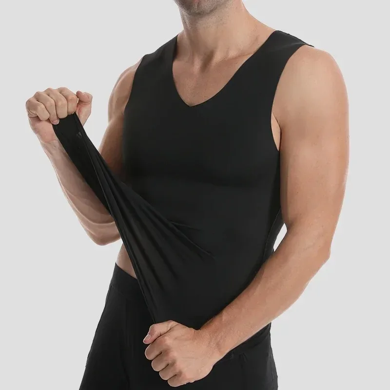Summer Plus Size Men V Neck Tank Tops Singlets Sleeveless Fitness Vest Casual Bodybuilding Vest