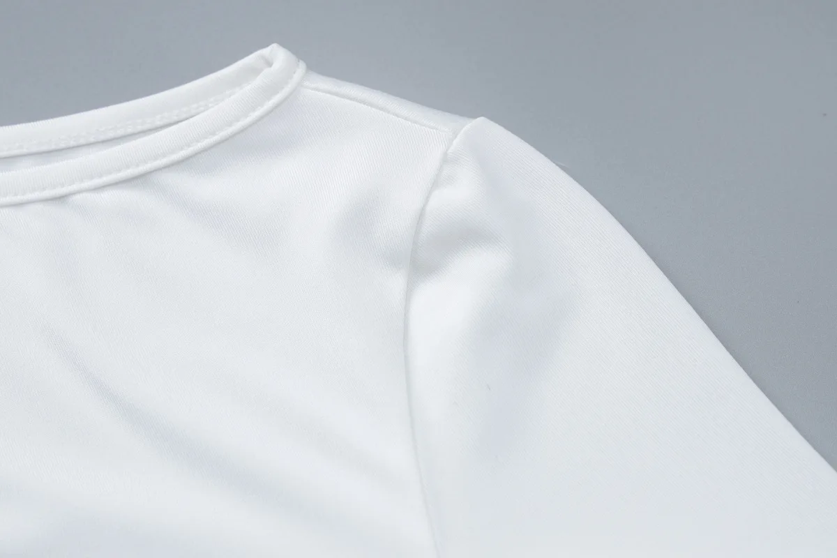 White Mesh Cropped Top Pullover For Women Patchwork Long Sleeve Skinny Irregular Ruched Fashion T-Shirts Women's Y2k Top