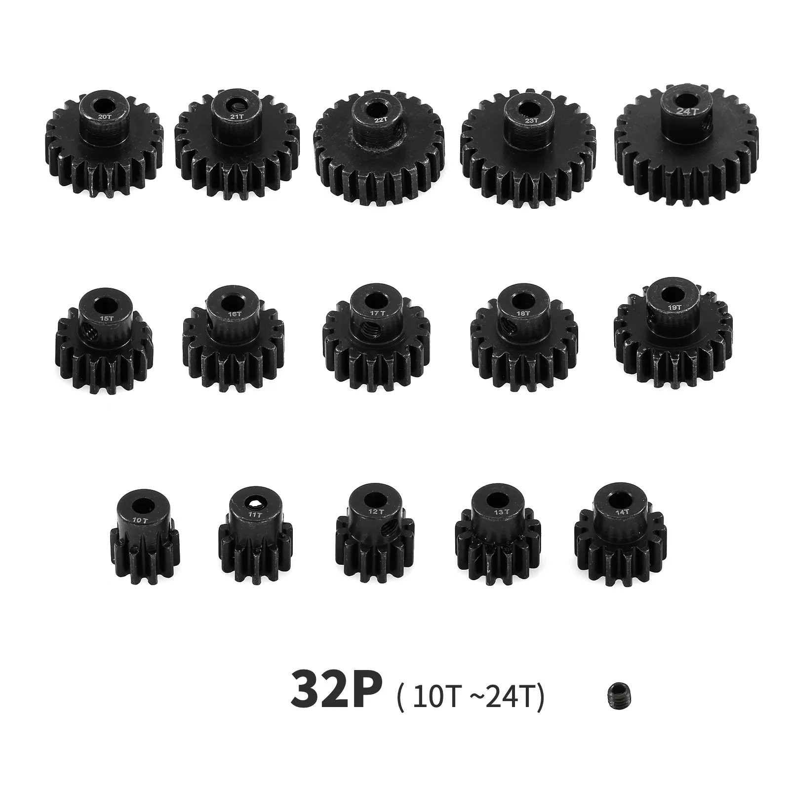 Hardened Steel M0.8 32P 3.175mm 10T 11T 13T 15T 17T 18T 20T 22T 24T Metal Pinion Gear Motor Gear For 1/10 RC Model Car