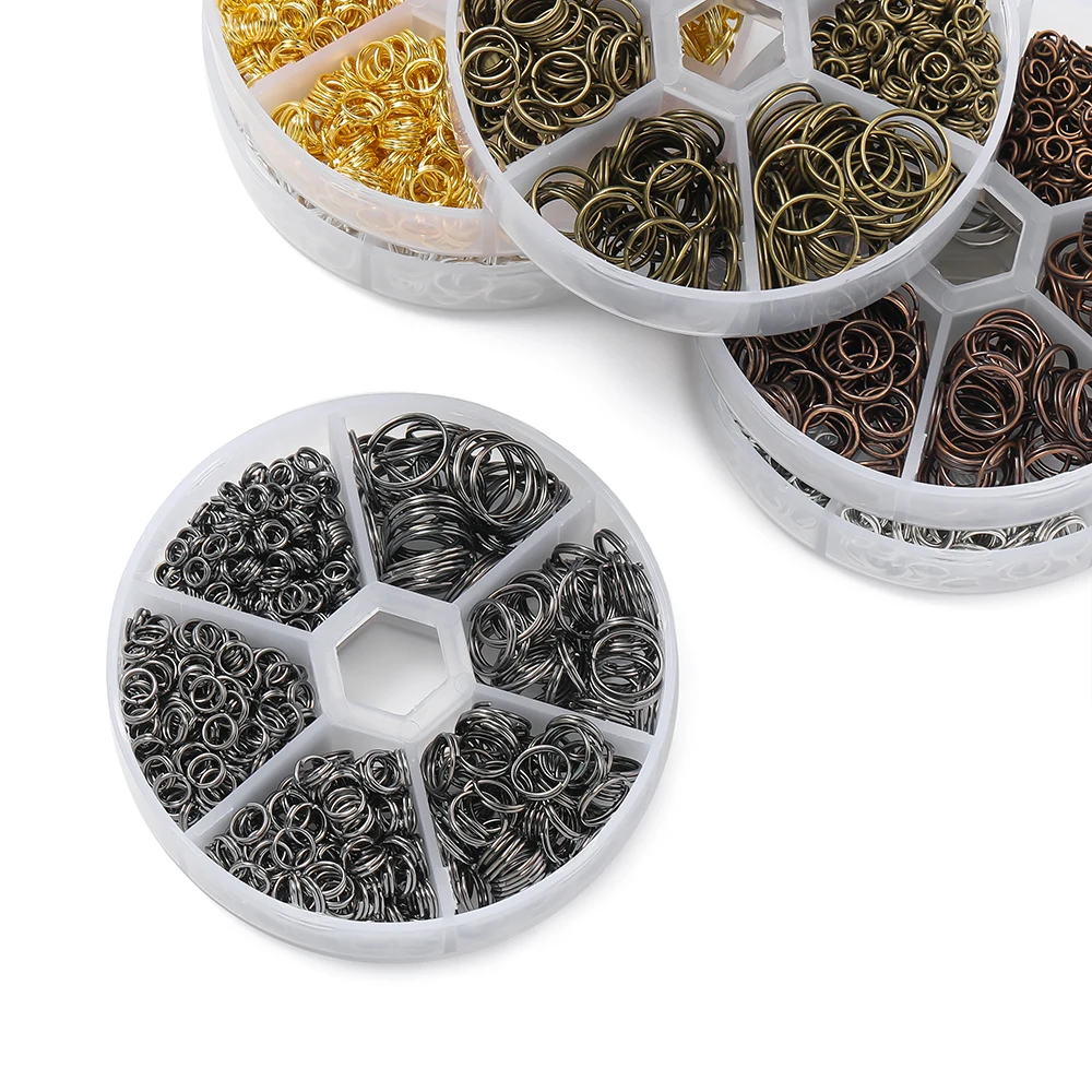 690 개/상자 4-12mm 오픈 점프 링 더블 루프 분할 링 커넥터 키트 DIY 귀걸이 팔찌 쥬얼리 용품 만들기