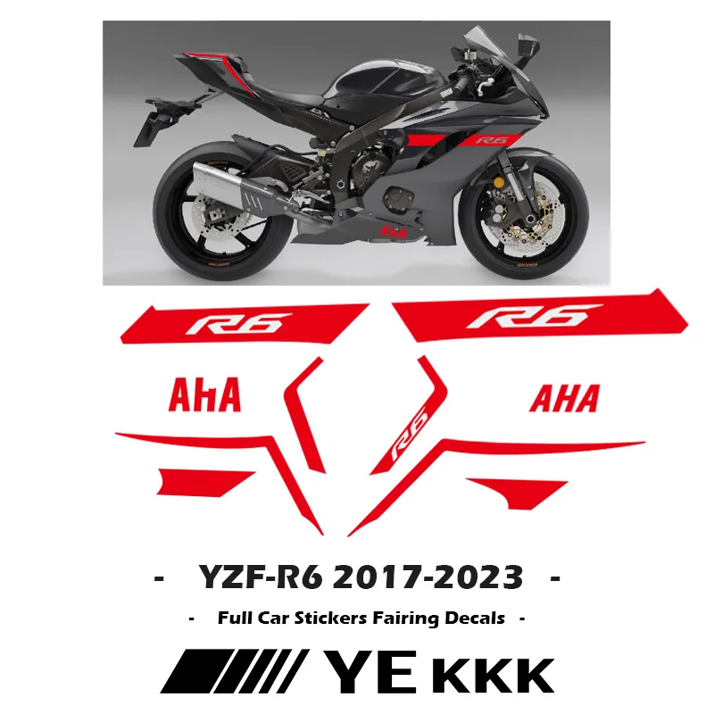 For YAMAHA YZF-R6 YZF-R6M YZF-R6S 2017-2023 Full Car Stickers Fairing Decals Shell Line Stickers All Logo R6 17-23