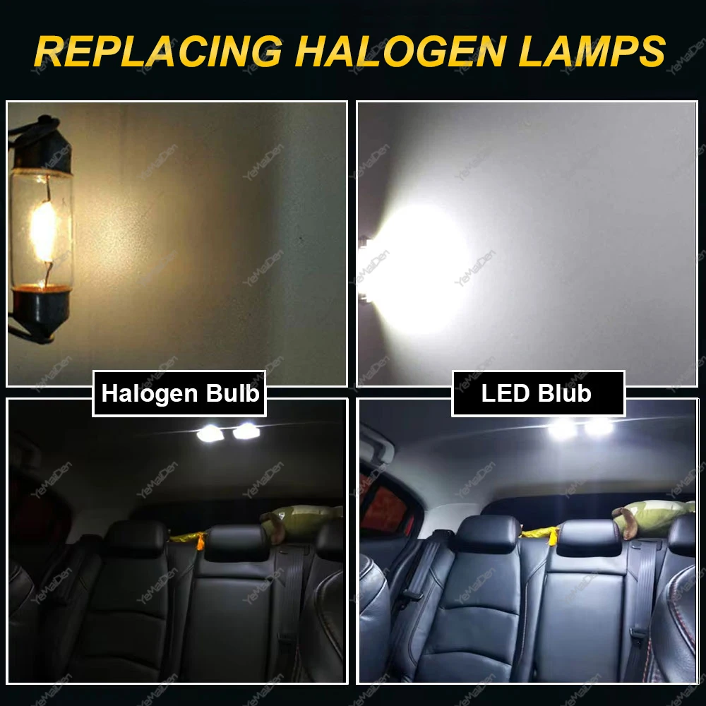 LED Car Light 1/4/10 PCS C5W LED Bulb Festoon 31mm-41mm C10W COB 12V 6500K White Car Interior Reading Light Trunk License Plate Lamp