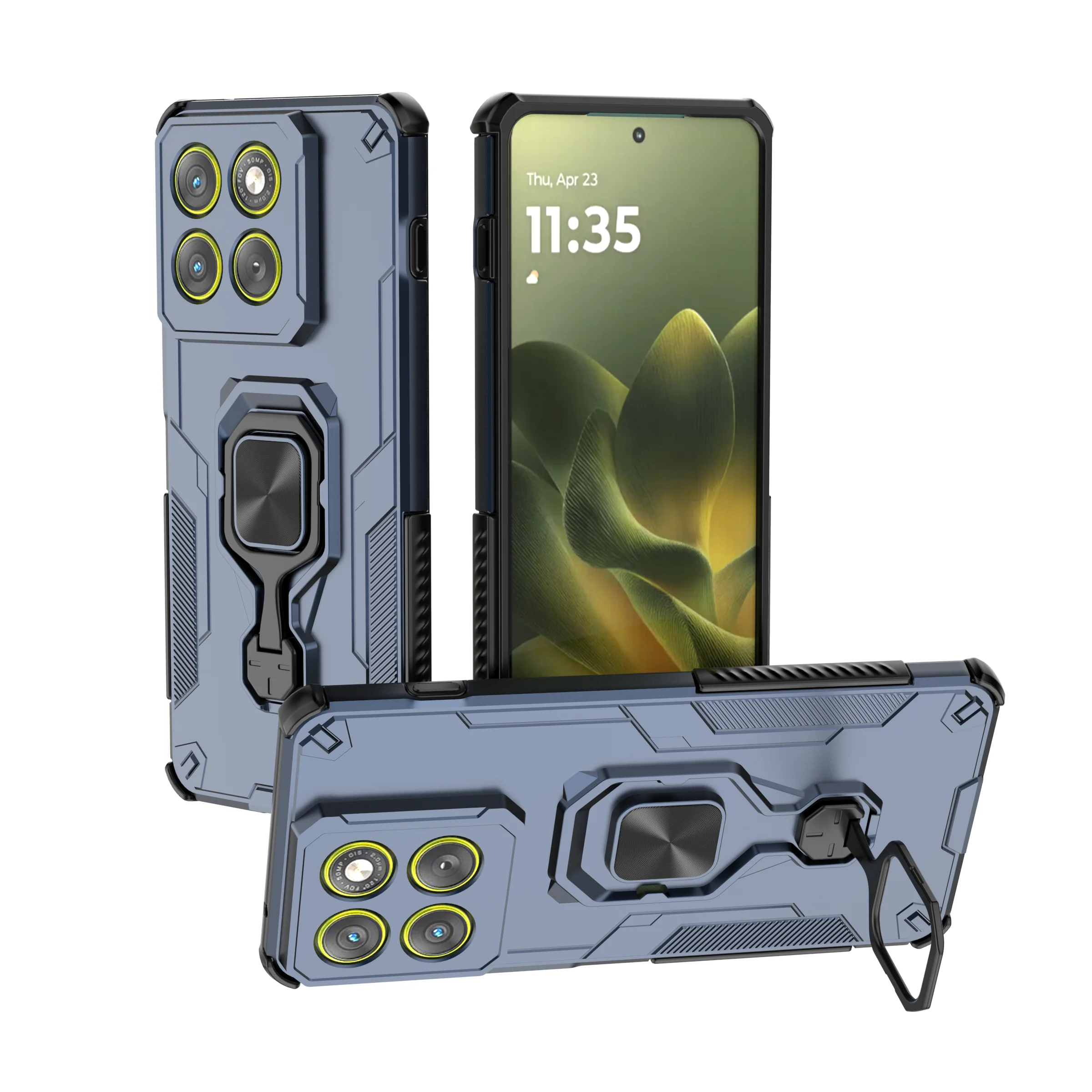 Enhanced Metal Bracket Phone Case with Car Holder Support and Protective Bumper Design