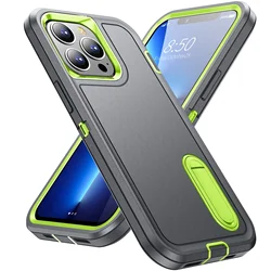 Heavy Duty Shock Absorption Full Body Protective Silicone Rubber Phone Case for iPhone 17 (Grey green)