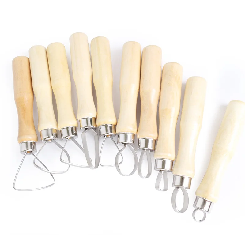 

10Pcs Sculpture Polymer Shapers Wooden Handle Big Loop Supplies Pottery Clay Sculpting Tools DIY Ceramic Carving Set