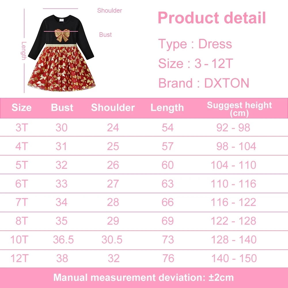 DXTON Girls Birthday Dress Kids New Year Party Princess Dresses Girls Autumn Winter Gift Costumes Children Clothing 3-12 Years