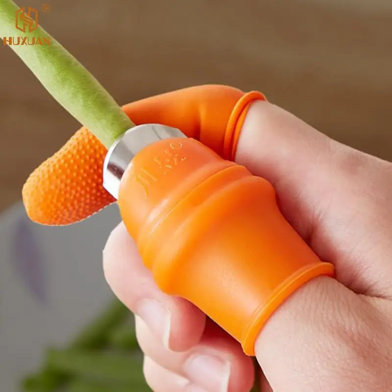 1pc Silicone Finger Protector With Blade For Fruits Vegetable Thumb Finger Knife Gloves Guard Gadgets Kitchen Accessories