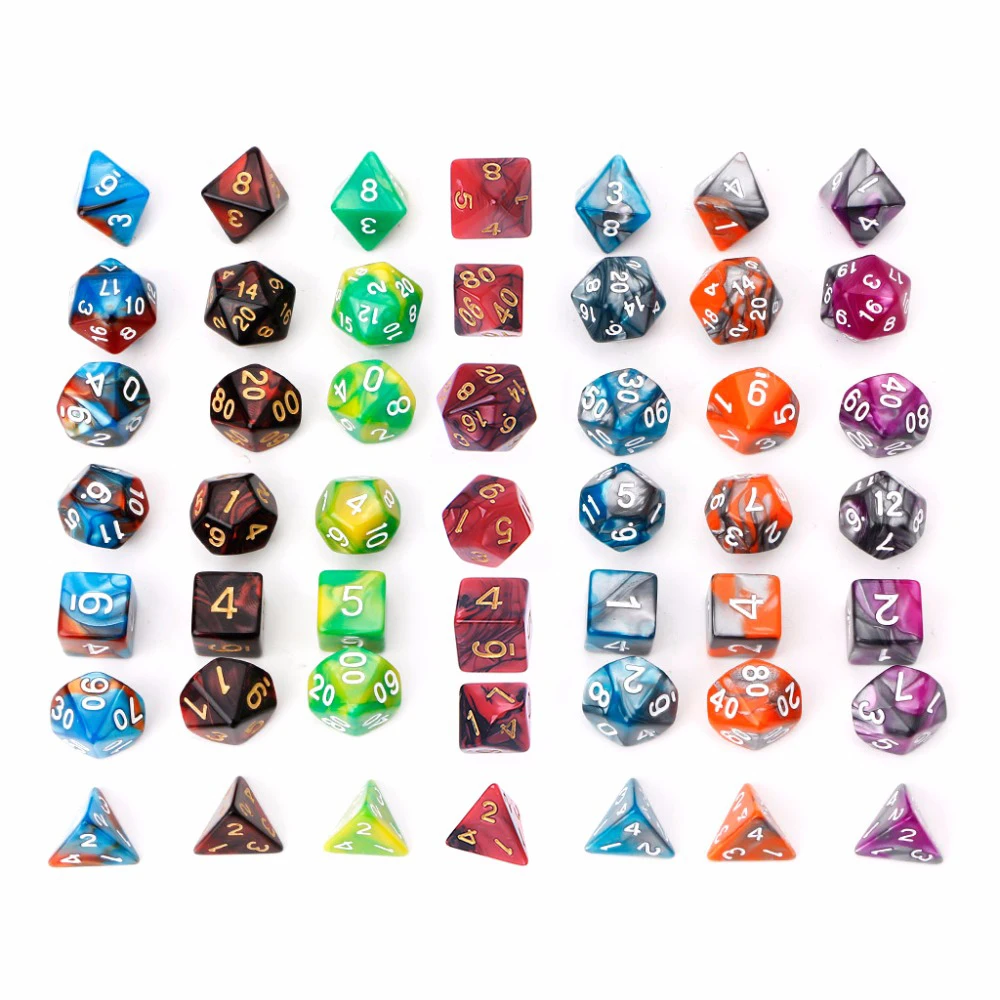 

Board Game D4 D6 D8 D10 D12 D20 7pcs/Set for RPG DnD Playing Games Mixed Color Dice Polyhedral Dice Double-Colors Acrylic Dice