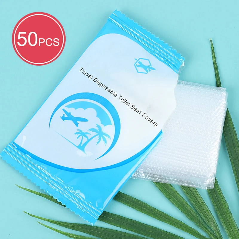 Toilet Seat Cover Disposable 50pcs Travel Adhesive Portable Hotel Waterproof Maternity Seat Cushion Paper Universal