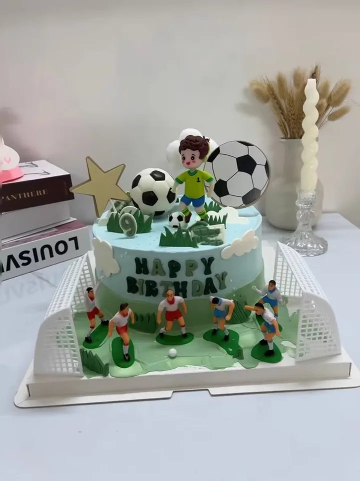 1 pezzo Cake Topper tema calcio, decorazione per torta di