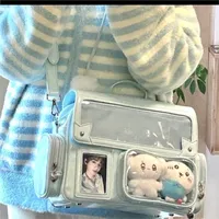 Sac à dos japonais de couleur unie pour femmes, carré en cuir Y2K, Harajuku, grande capacité, Ita, poignée Anime, bandoulière 6
