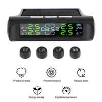 With Digital Clock Car Solar TPMS Automobile Tire Pressure Monitoring System On Dashboard 4pcs TPMS Sensors Auto Security Alarm