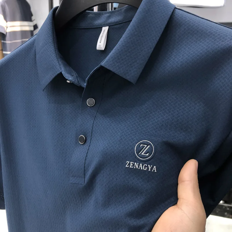 

High-End Luxury Polo Shirt For Men Embroid Print Lapel T-Shirt Korean Fashion Trend Short Sleeved2023 Summer New Men's Clothing