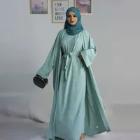 2 Piece Abaya Women Matching Out Islamic Clothing Open Abayas Kimono Inner Dress Ramadn Muslim Set Dubai Turkish Modesty Kafatan - Image 3