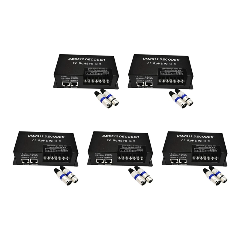 

5-канальный 4-канальный декодер DMX, RGBW PWM DMX512, драйвер диммера, Светодиодная лента, фотоконтроллер, вход 12-24 В постоянного тока