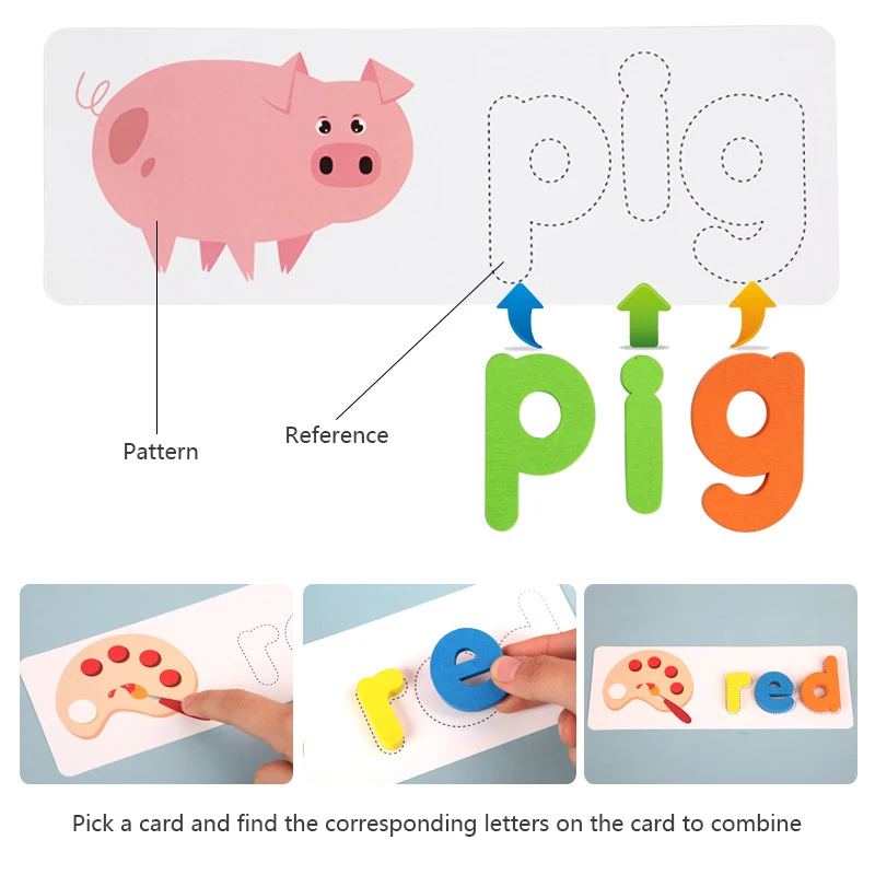 Children Puzzle Wooden Spelling Word Kid Letter Game 26 Letter Recognition Alphabet Toddler Early Educational Toy Cognition Prop 4