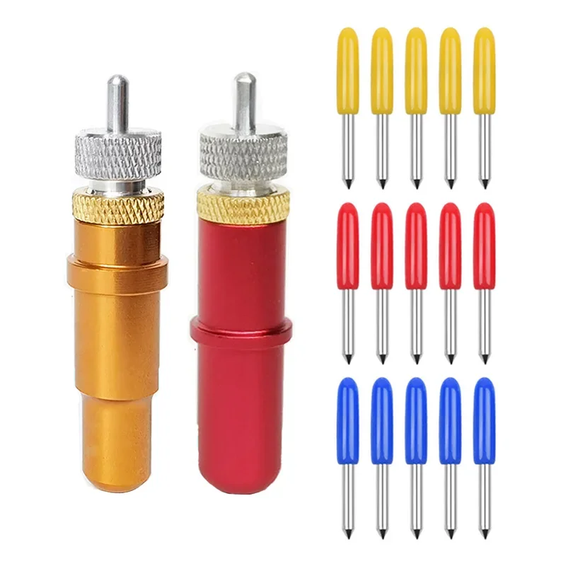 Skycut Blade Holder Ch24 Plotter Da Taglio Vinile Cutter Sky Cut Roland Knife 15Pcs 30/45/60 Gradi Di Ricambio 11.5Mm Rosso/Gloden