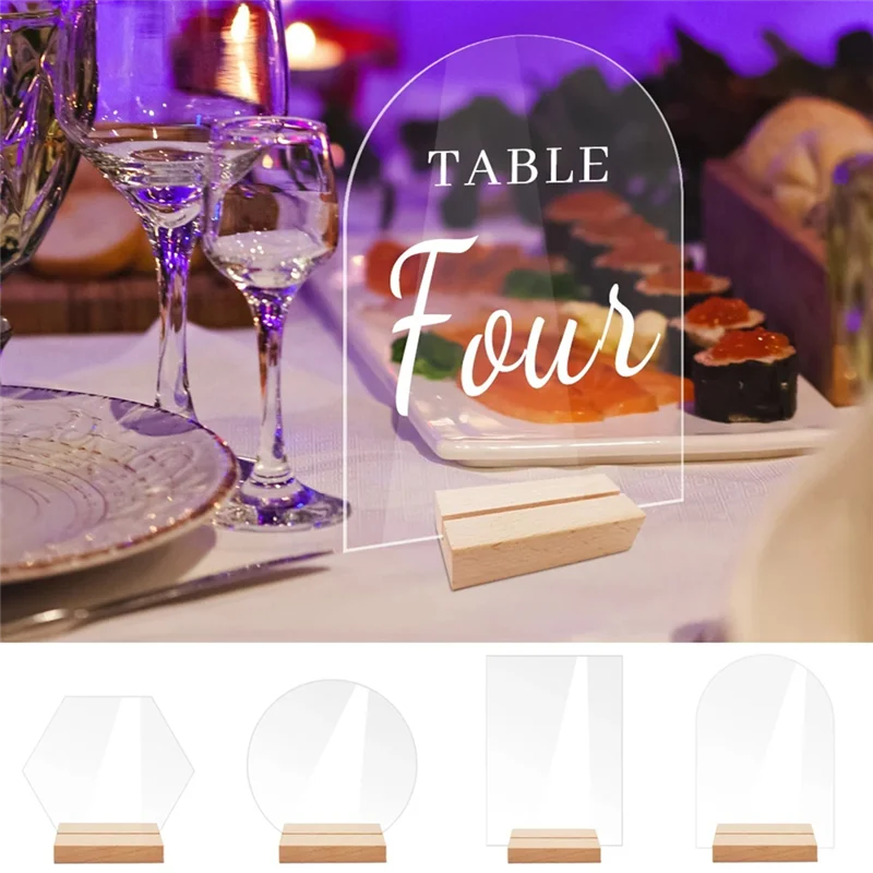 12PCS DIY Blank Acrylic Table Sign Clear Sign With Stand Transparent Arch Table Numbers Card Wedding Decoration, Durable D