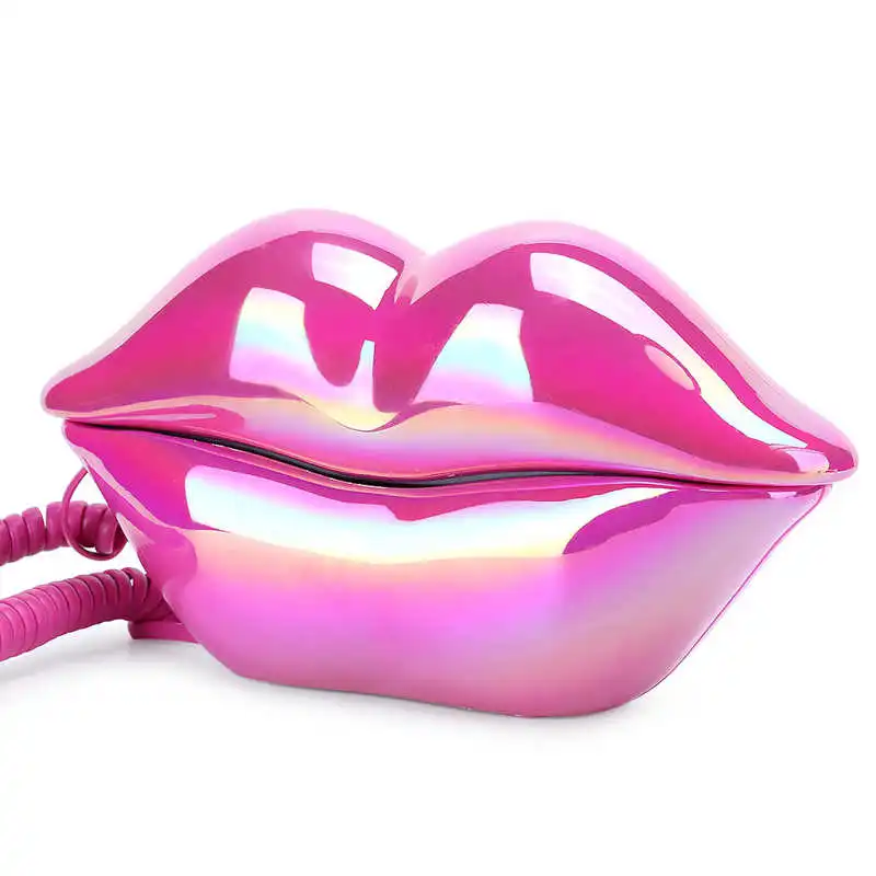 Lip Telephone Electroplating Fashionable Lip Telephone Flocking Retro Sexy Home Phone Decoration Gift