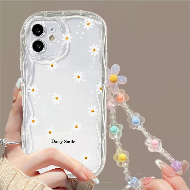 Floral Design Phone Case with Detachable Strap and Lanyard