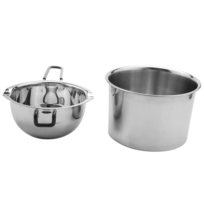 New 2 Pack Double Boiler Pot Set Stainless Steel Melting Pot For Melting Chocolate Soap Wax Candle Making 600Ml And 1600Ml