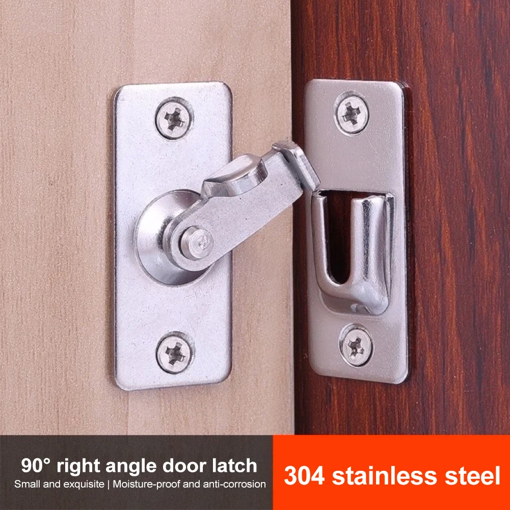 Door Latch Door latch 90 Degree Right Angle Door Latch Stainless Steel Locks Bolt for Barn Sliding Flip Buckles Household