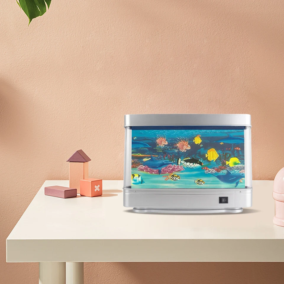 Faux Aquarium Avec Poissons En Mouvement, Poisson Tropical Artificiel Décoratif, Lampe Sensorielle Mobile Pour Aquarium, Veilleuse De Poisson En