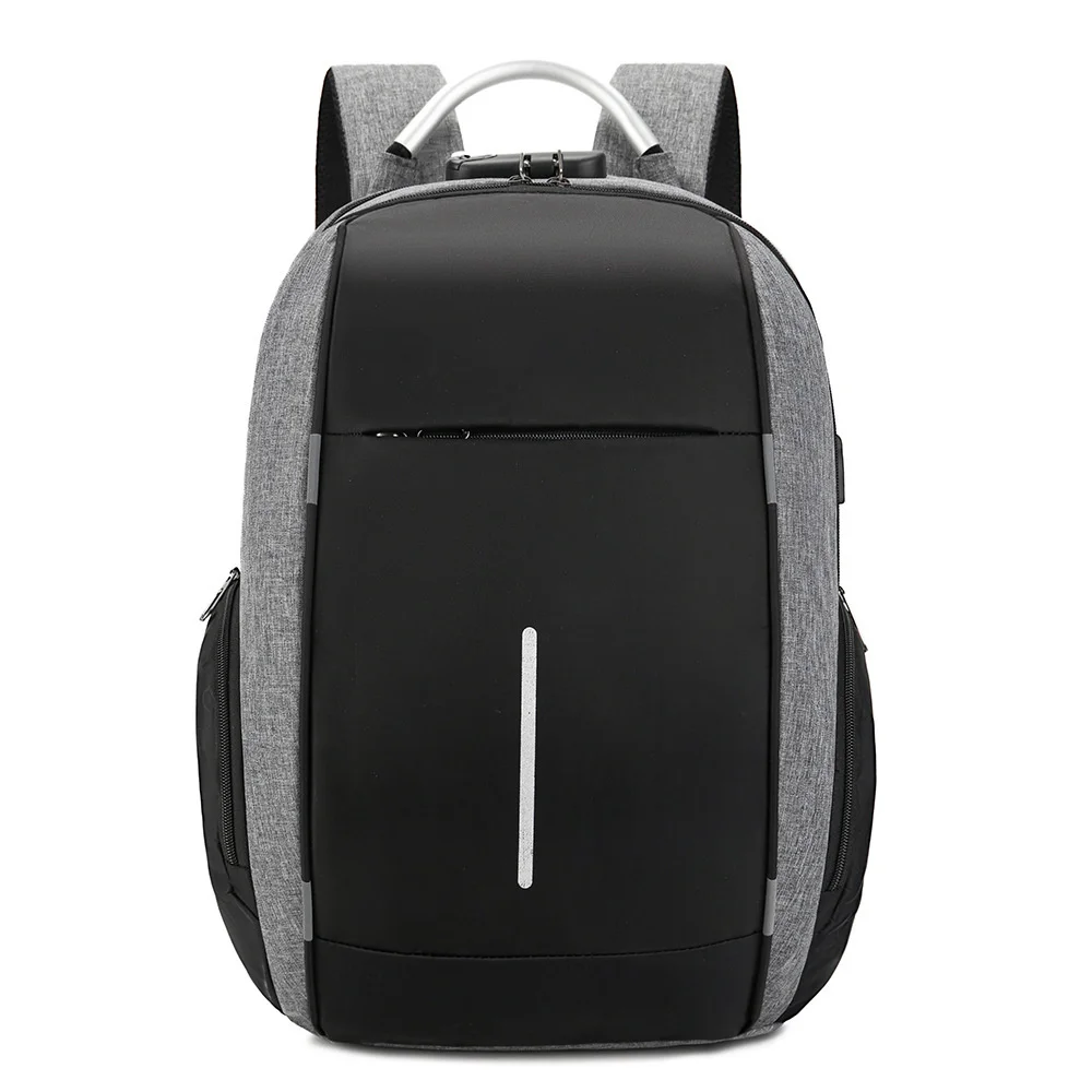Oxford cloth backpack male USB rechargeable student schoolbag fashion business password anti-theft computer bag