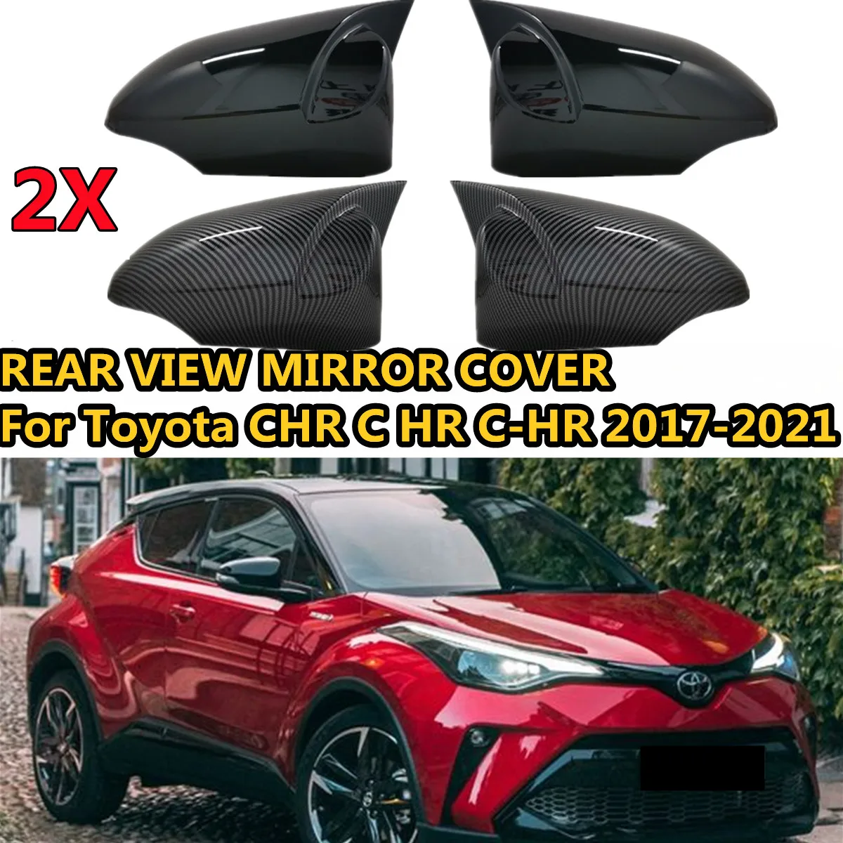 2x Side Rearview Mirror Cover Caps For Toyota Chr C Hr Chr 20172021