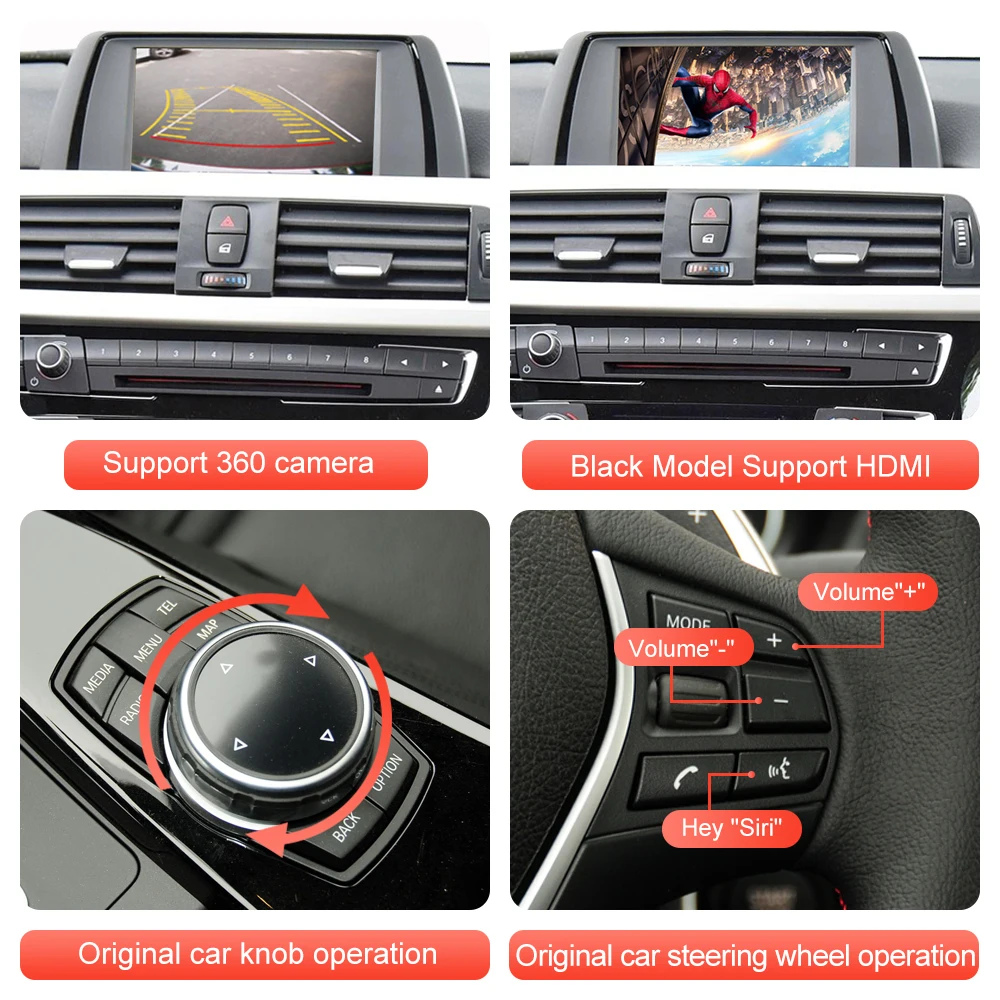 Decodificador automático Android CarPlay sem fio com MirrorLink, BMW 3 Série 4, F30, F31, F32, F33, F34, F35, F36, 2011-2016