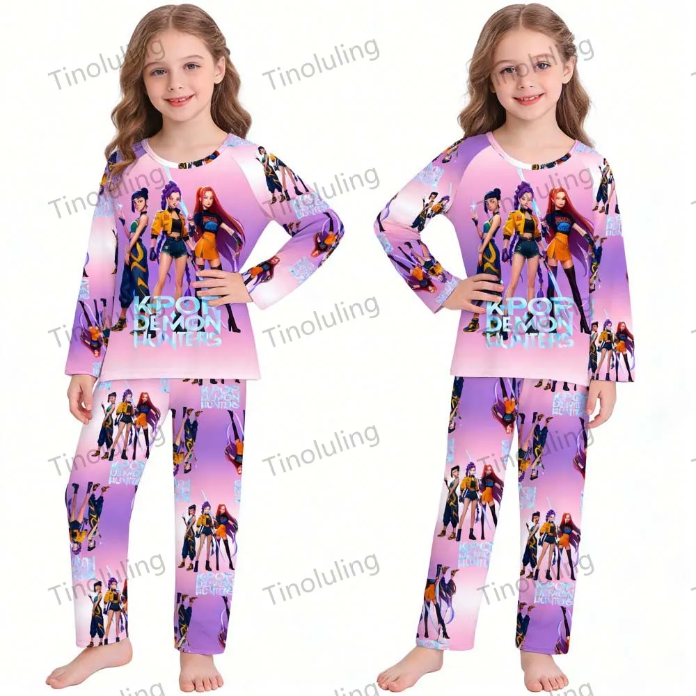 KPop Demon Hunters Huntrix Kids Pajamas Set Long Sleeve Girls Clothing 2pcs Children's Sleepwear Cartoon Boys Nightwear 3-14Y S57608d6c57074df4b199d54718209289e
