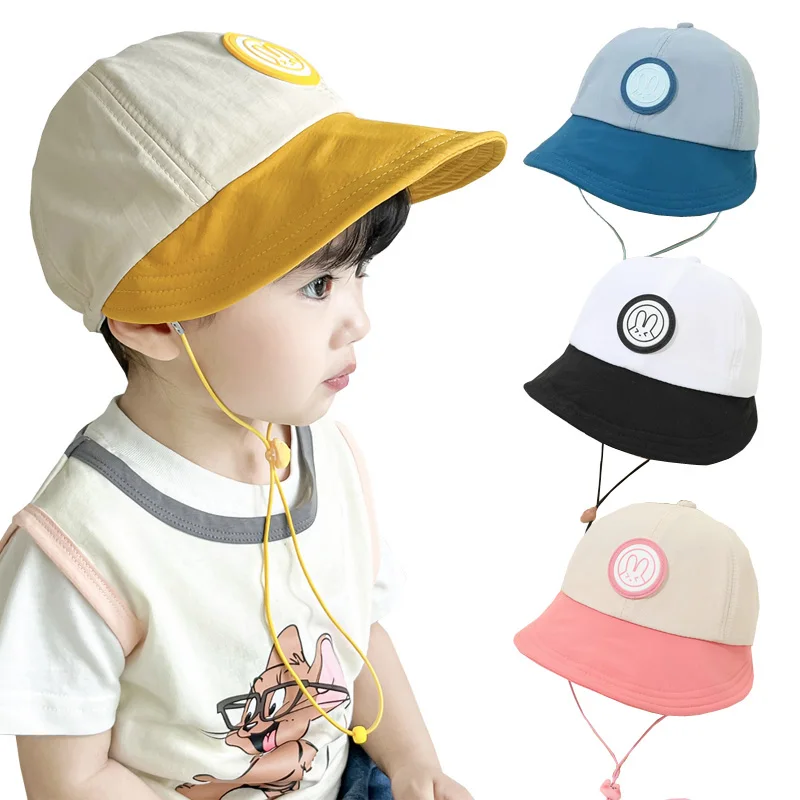 

Quick-dry Baby Summer Hat Bunny Beach Travel Kids Baseball Cap Adjustable Wind Rope Toddler Infant Sun Hats for Girls Boys 1-3Y