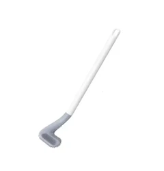 Sleek Black Silicone Toilet Brush Set with Long Handle - Modern Hygienic Bathroom Accessory (White brush)