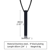 Vnox 5mm Pillar Necklace for Men Women, Stainless Steel 3D Bar Pendant, Minimalist Simple Casual Unisex Neck Collar 6
