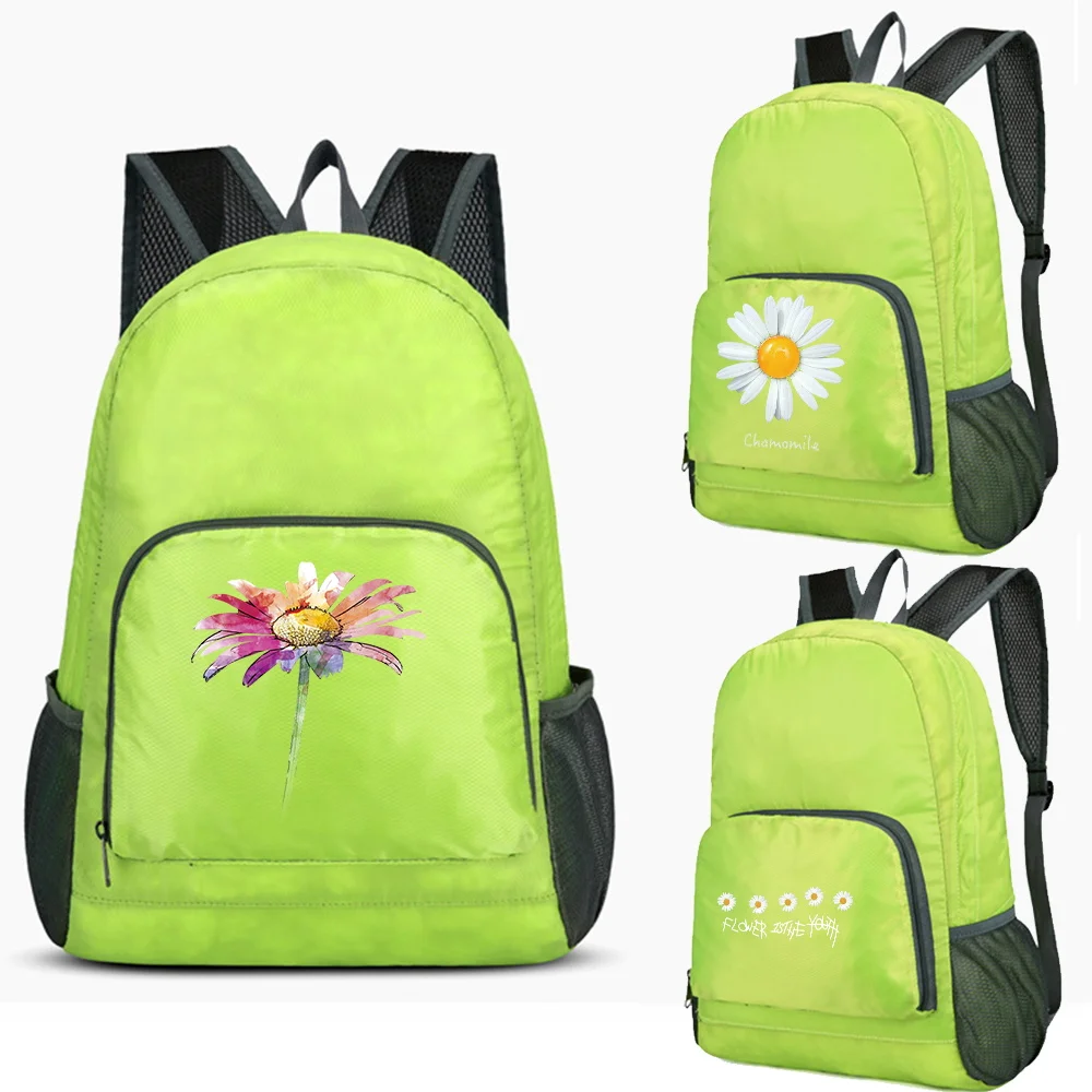 

2023 New Portable Ultralight Foldable Backpack Men Sports Mountaineering Daypack Daisy Print Organizer Backpacks for Women Bags