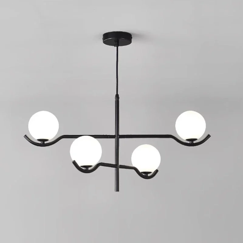 

Modern Glass Pendant Lamps Simple Style Decoration Lights Bar Restaurant Living Room Bedroom Home Decor Metal Black Chandelier