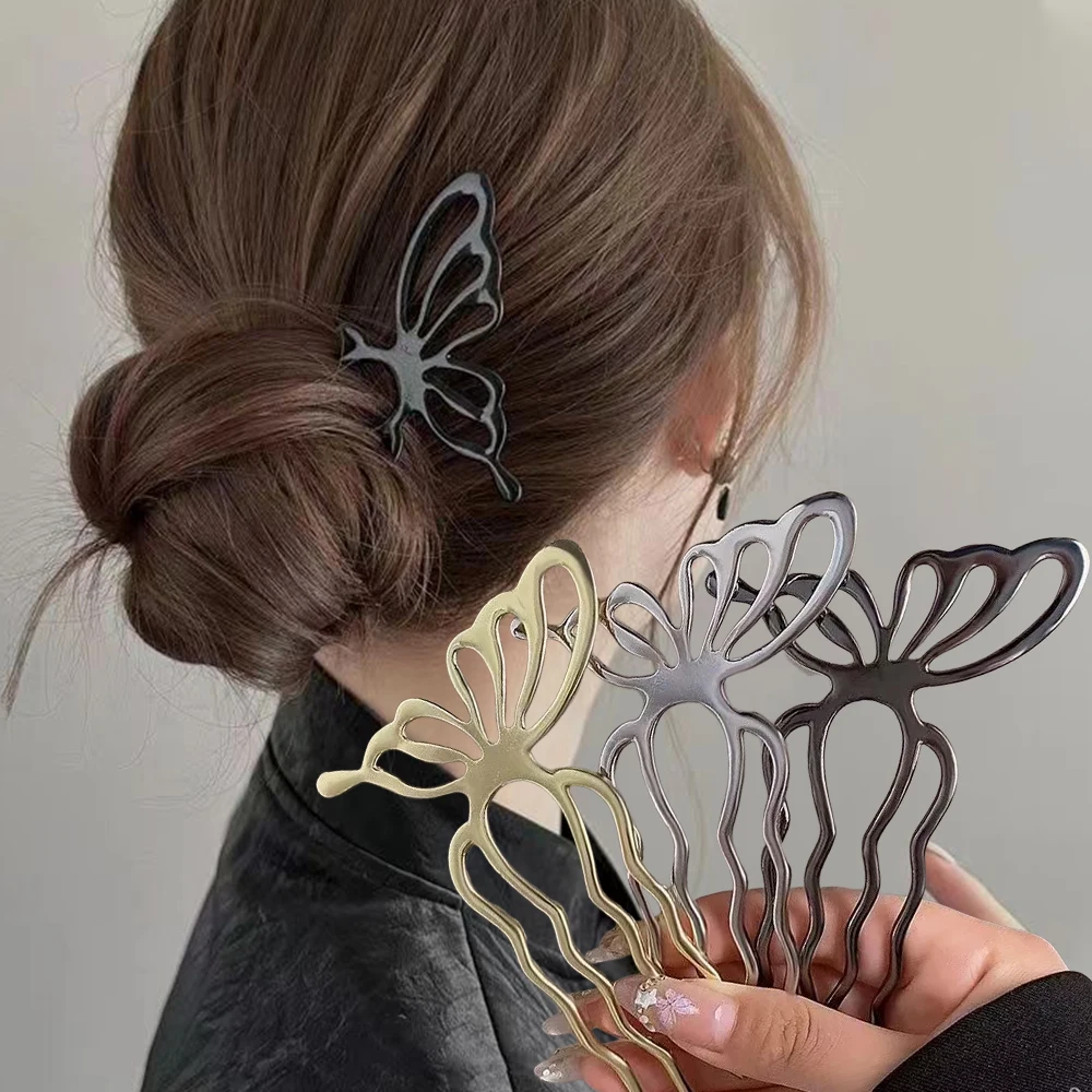 Korean Butterfly U Shape Hair Sticks Hair Bun Comb Clip Metal Hair Stick Hairpin Women Hairpin Fashion Styling Hair Accessories Korean Butterfly U Shape Hair Sticks Hair Bun Comb Clip Metal Hair Stick Hairpin Women Hairpin Fashion Styling Hair Accessories