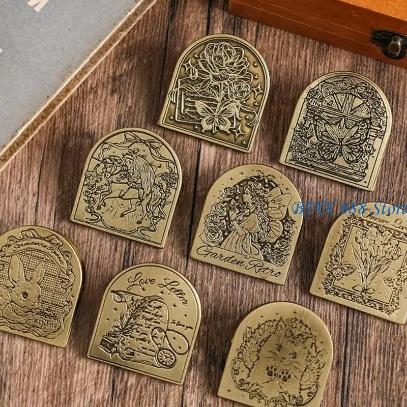 39XC 2Pcs Antiqued 참고 종이 클립 책 페이지 클립 영수증 용 금속 문서 클램프 저널 노트북 플래너 Scrapbooking