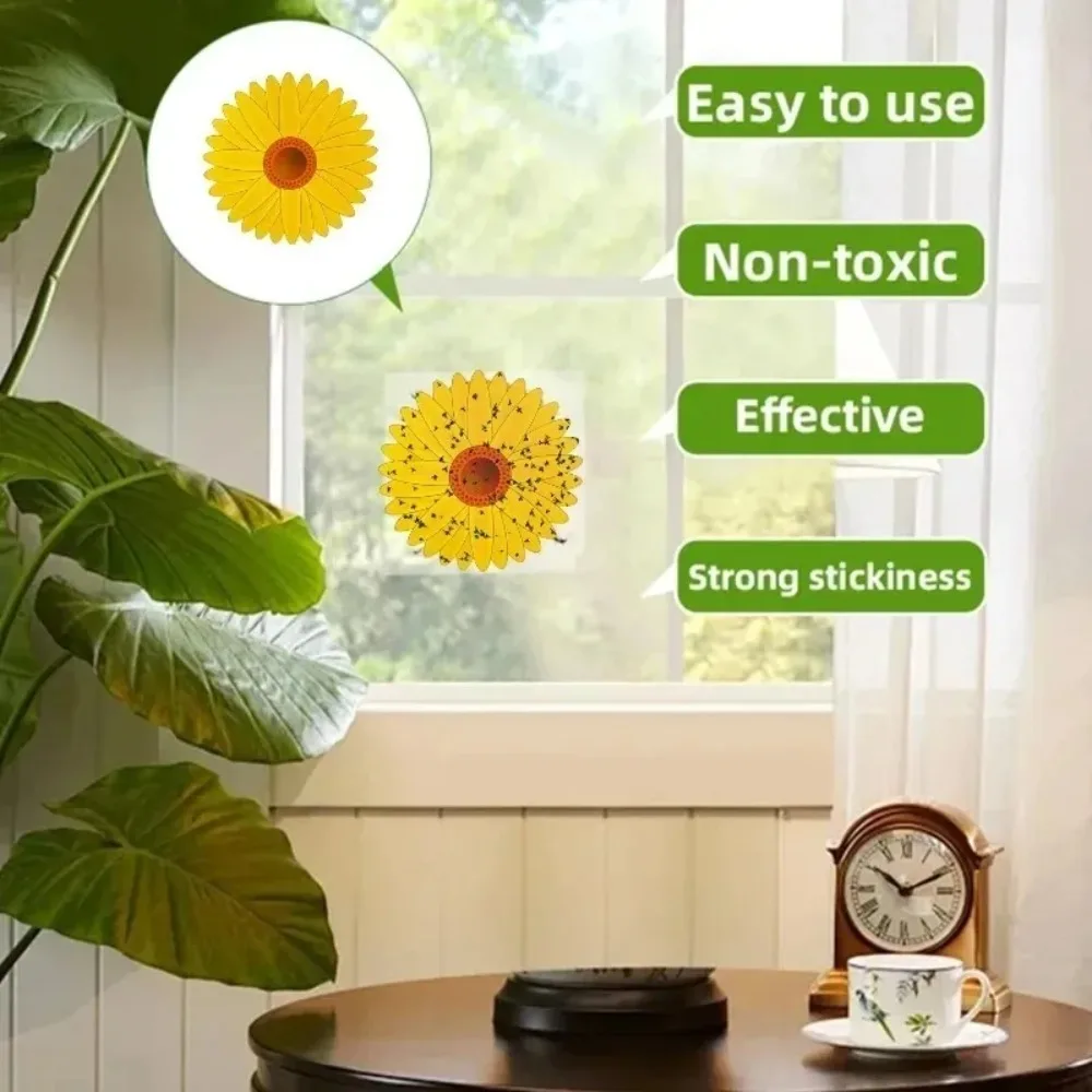 Trappole Adesive per Mosche e Insetti da Finestra a Forma di Girasole, Cattura Mosche della Frutta, Insetticidi per Interni, Controllo Parassiti per Casa e Cucina - immagine 4
