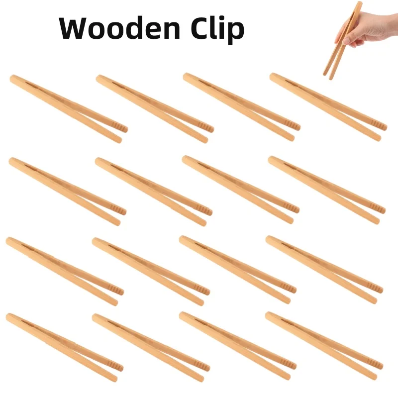 Bamboo Wood Wooden Food Toast Salad Tongs Toaster Bacon Sugar Ice Tea Tong Tea Clips Teaware Kitchen 1/3/5Sets 2PCS/SET
