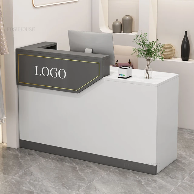 Modern design custom logo office counter luxury office desk table front desk  business clinic salon small reception desk - AliExpress